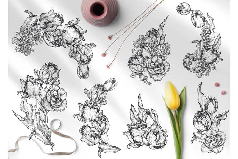 tulip-flowers-vector-set