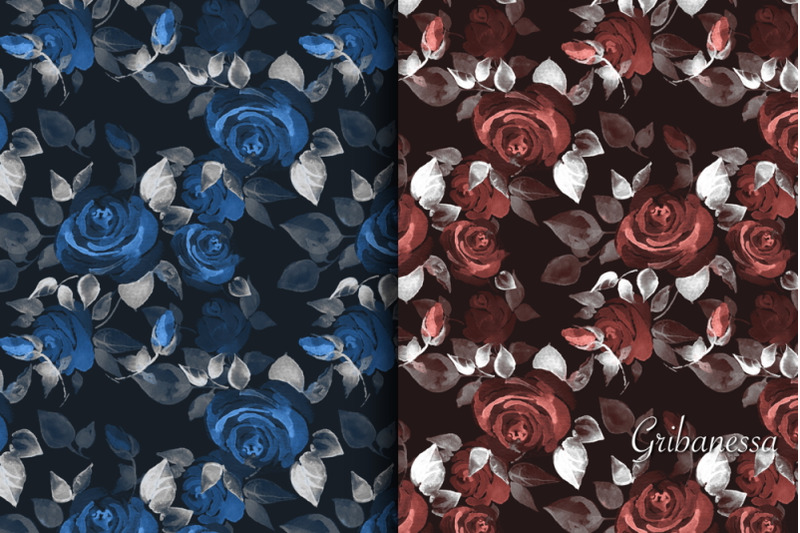 roses-on-black-seamless-patterns