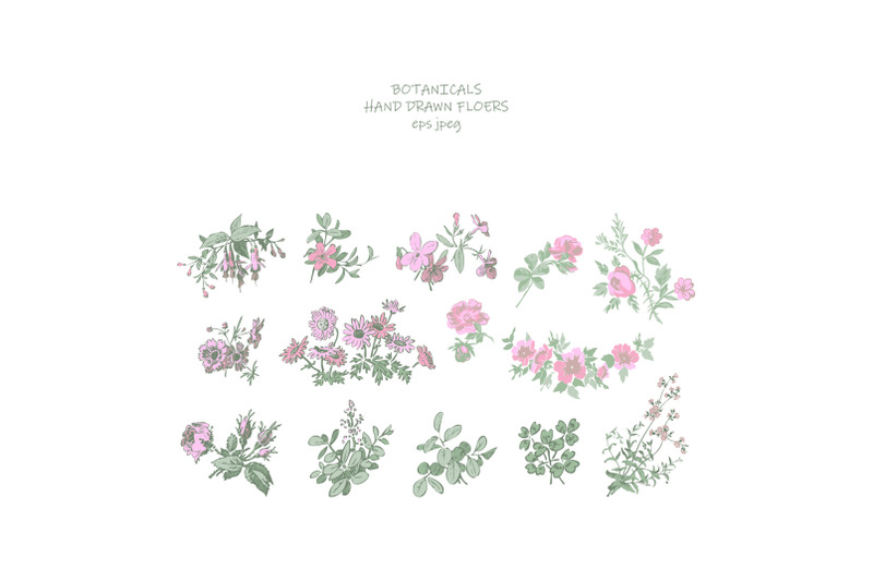 wedding-invitation-floral-set-fuchsia-rose-chrisanthemum-and-wildflow