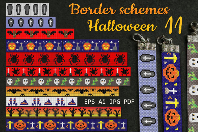 halloween-border-schemes-patterns-for-cross-stitch-and-beadwork