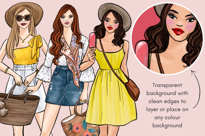 summer-girls-6-light-skin-watercolor-fashion-clipart