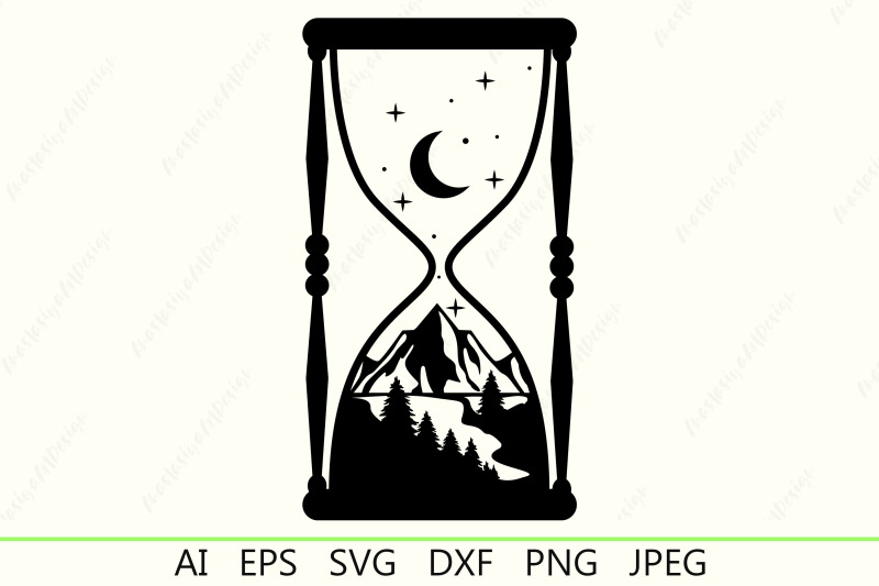 hourglass-and-nature-silhoueette-svg-outdoors-landscape