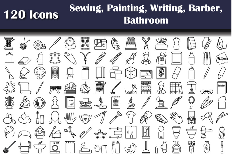 set-of-120-sewing-painting-writing-barber-bathroom-icons