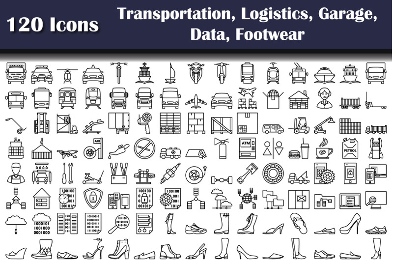 set-of-120-transportation-logistics-garage-data-footwear-icons