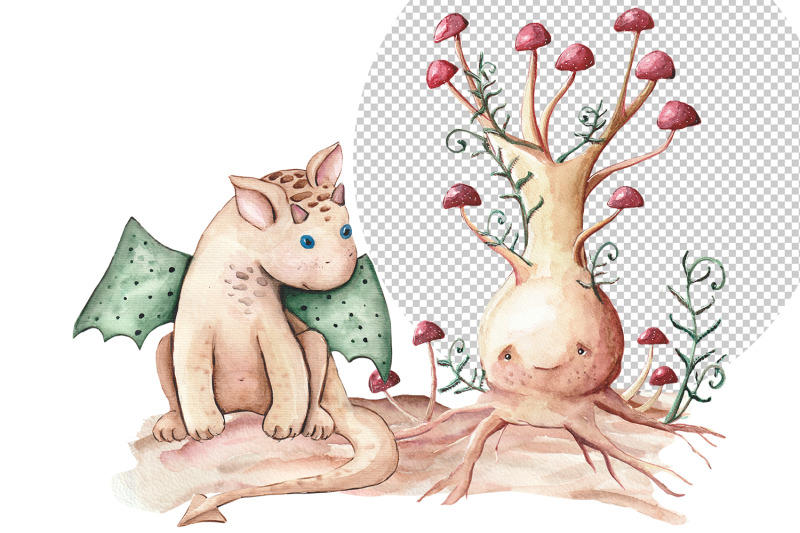 dragons-watercolor-clipart-sublimation-designs