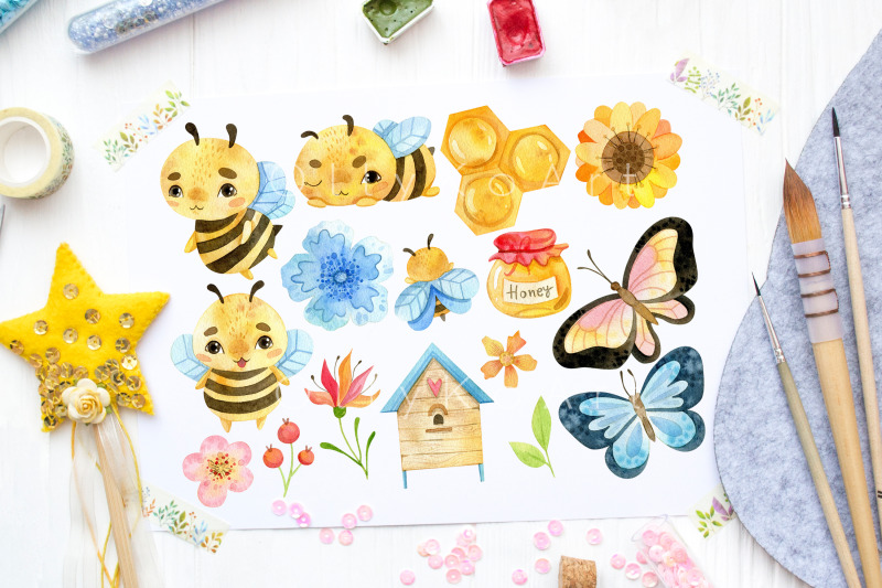 watercolor-bees-clipart