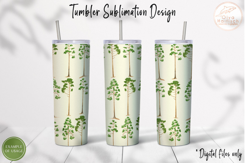 watercolor-forest-tumbler-sublimation-summer-pine-trees-tumbler-wrap