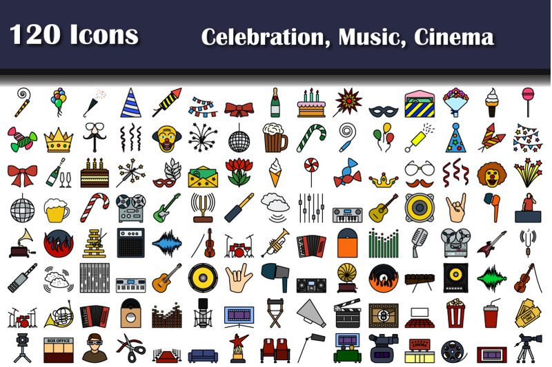 set-of-120-icons-party-music-cinema-icons