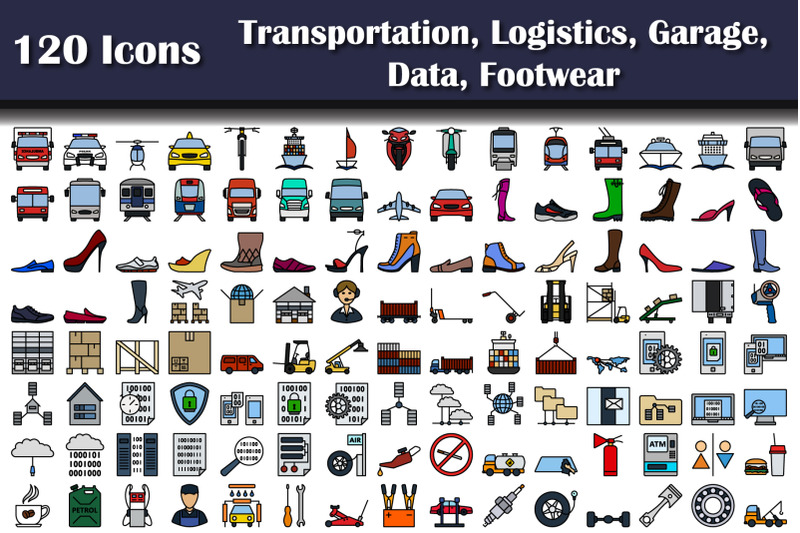 set-of-120-transportation-logistics-garage-data-footwear-icons