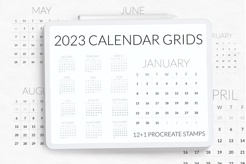 2023-calendar-grids-stamps-for-procreate