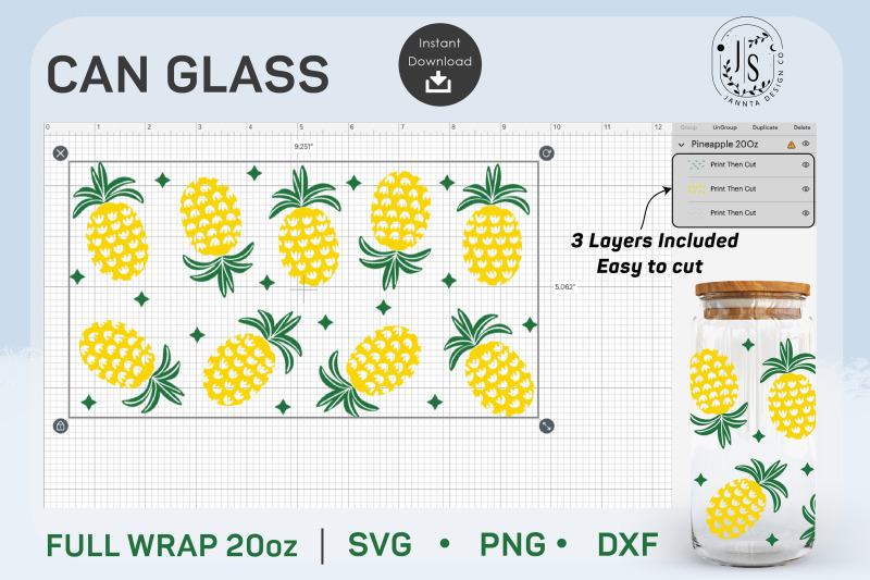 20oz-pineapple-svg-fruit-can-glass-full-wrap-seamless
