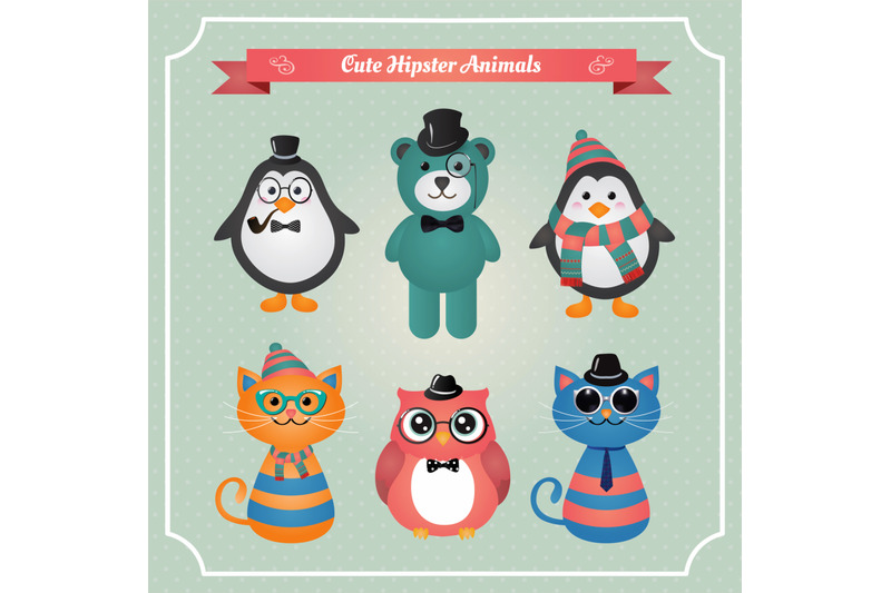 retro-hipster-cute-animals-collection-cartoon-characters-for-kids