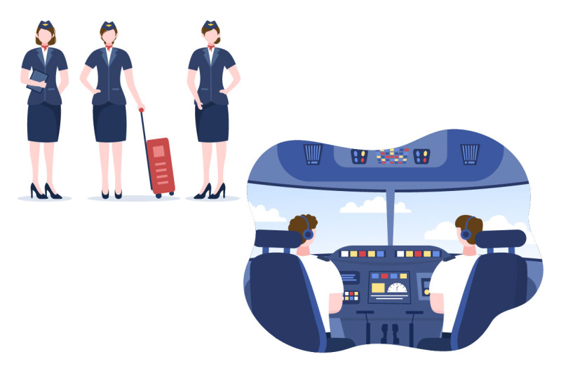 15-pilot-and-air-hostess-cartoon-illustration