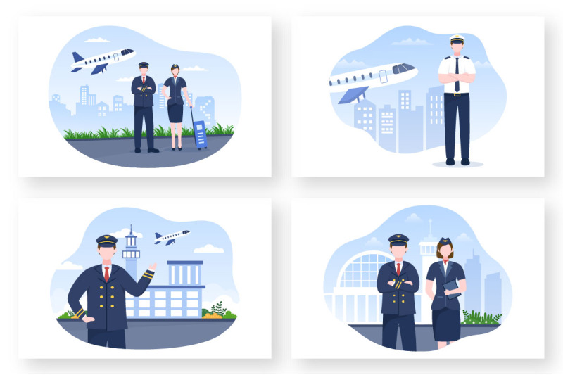 15-pilot-and-air-hostess-cartoon-illustration