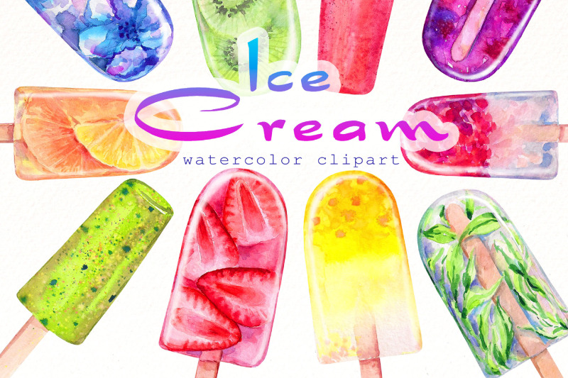 watercolor-ice-cream-png-clipart-summer-png-food-bundle