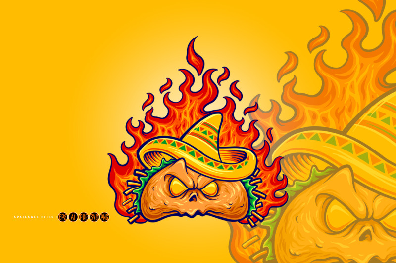 angry-food-mexican-taco-on-fire-mascot-illusrations