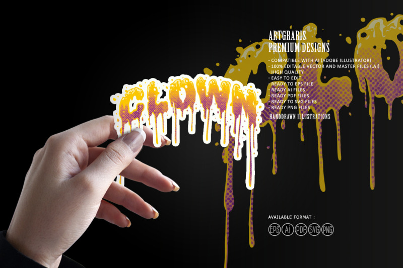 colorful-melting-clown-lettering-handdrawn