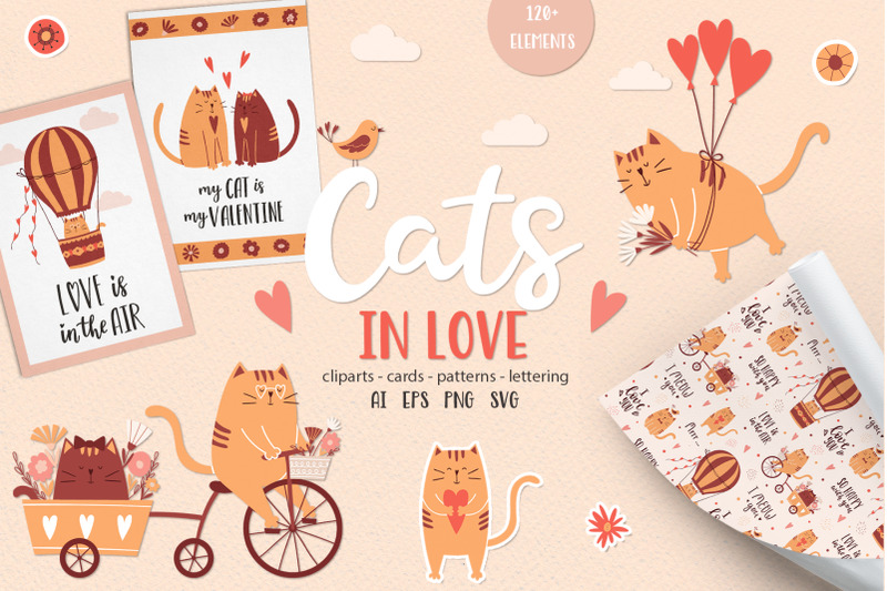 cats-in-love-cliparts-cards-patterns