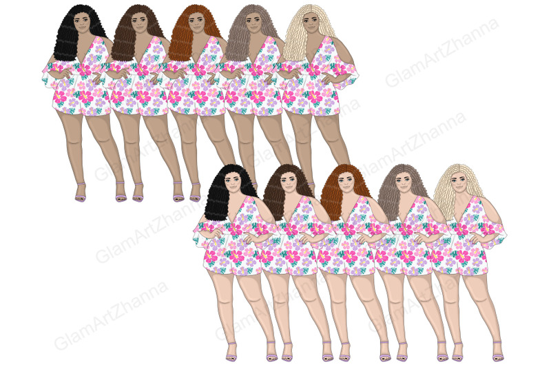 aloha-girls-summer-clipart-png-bundle