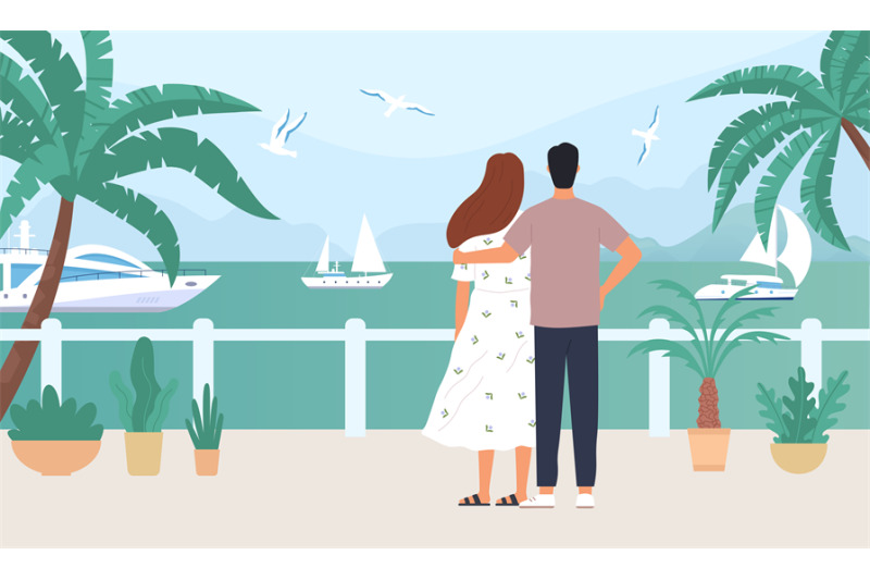 2205-s-st-couple-people-on-terrace-of-tropical-on-sea-quay