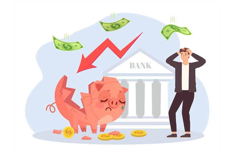 world-financial-crisis-man-in-panic-looking-at-broken-piggy-bank-eco