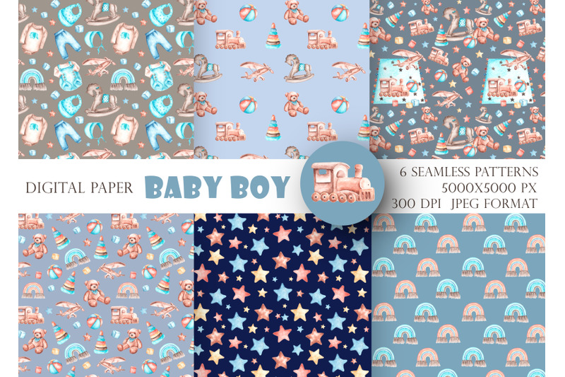 children-seamless-digital-paper-baby-boy-seamless-pattern-watercolor