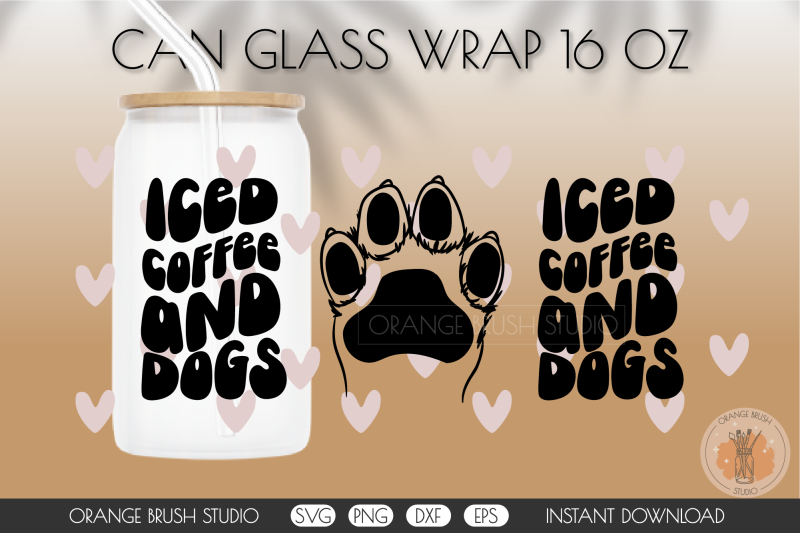 iced-coffee-and-dogs-svg-can-glass-wrap-beer-coffee-16-oz