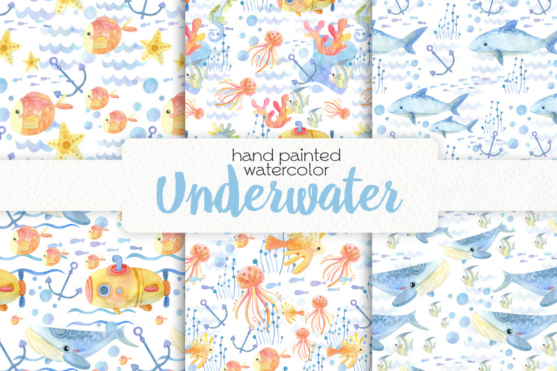 watercolor-underwater-seamless-patterns