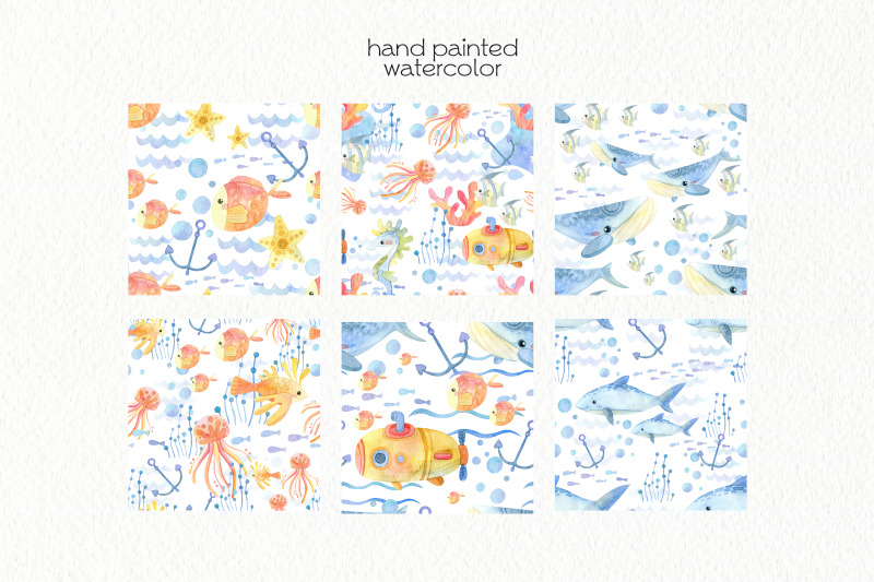 watercolor-underwater-seamless-patterns