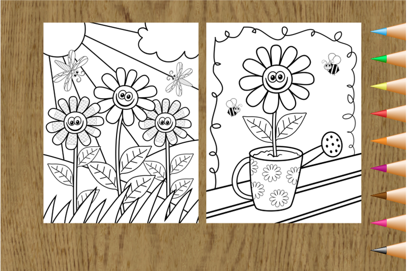 happy-flowers-kids-coloring-pages-summer-activity