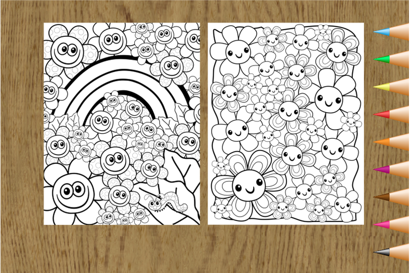 happy-flowers-kids-coloring-pages-summer-activity