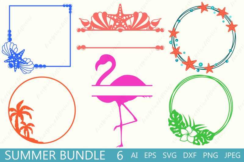 summer-split-monogram-bundle-tropical-seashell-beach-frame