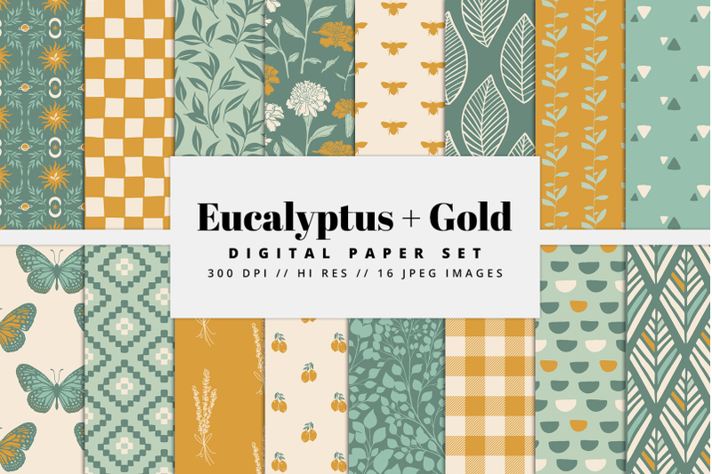 eucalyptus-gold-digital-paper-set