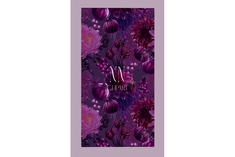 purple-bouquet-fabric-print
