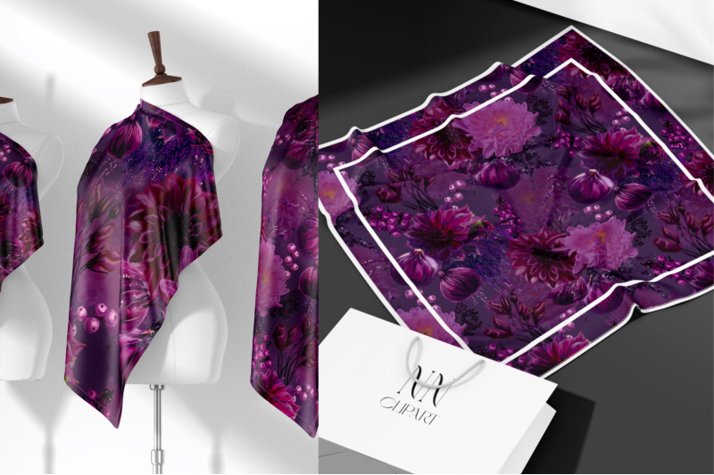 purple-bouquet-fabric-print