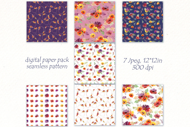 fall-floral-digital-paper-flowers-autumn-seamless-pattern