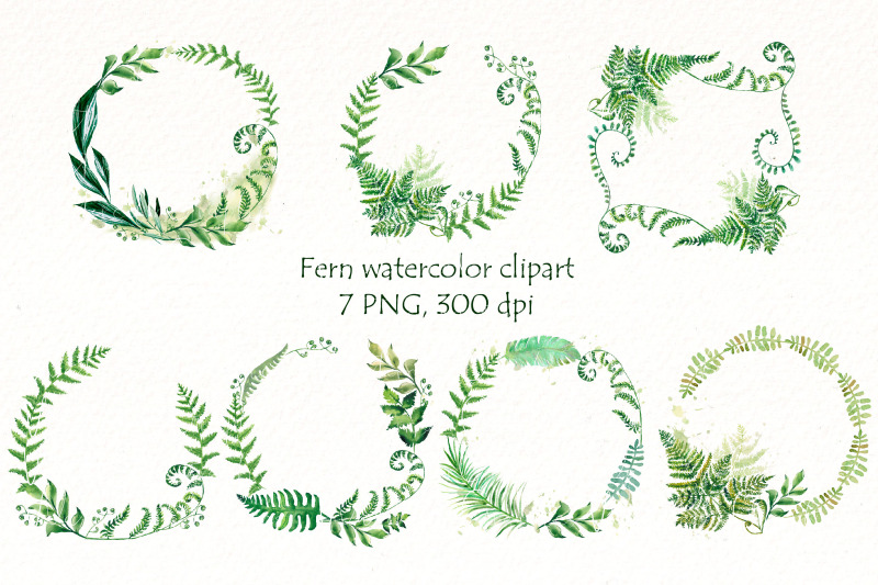 watercolor-fern-wreath-png-bundle-greenery-png-clipart