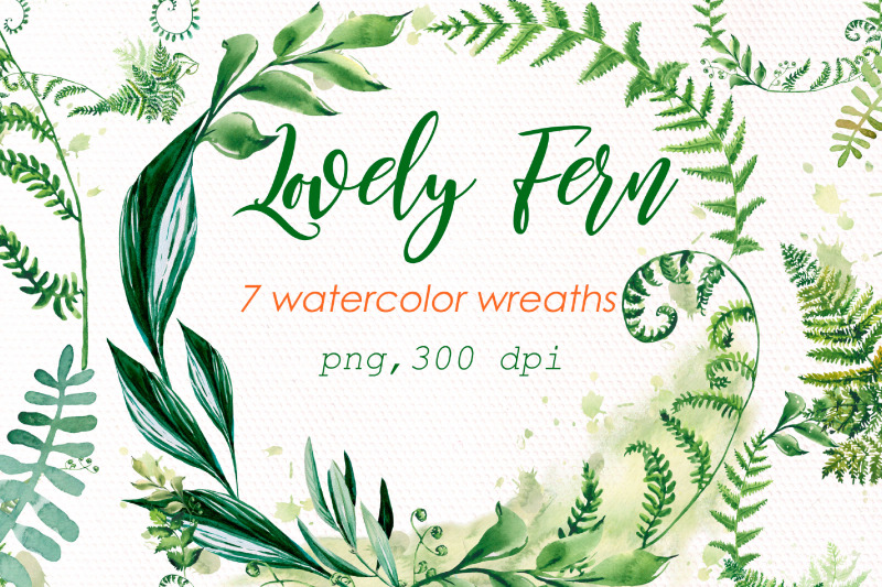 watercolor-fern-wreath-png-bundle-greenery-png-clipart