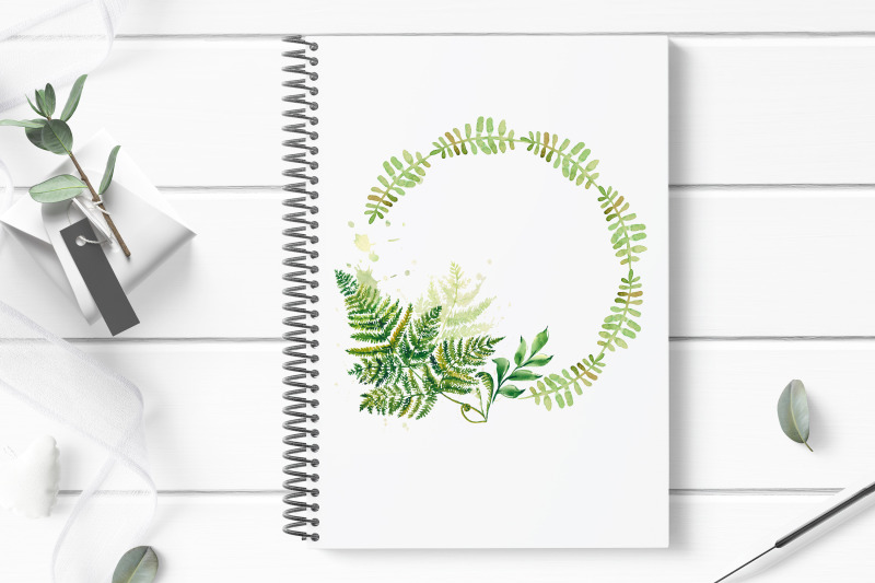 watercolor-fern-wreath-png-bundle-greenery-png-clipart