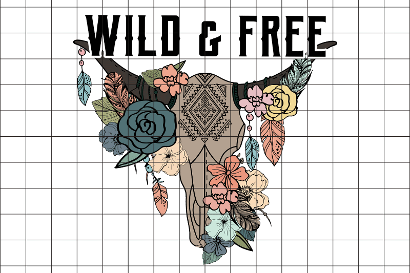 wild-and-free-cow-skull-graphic-design