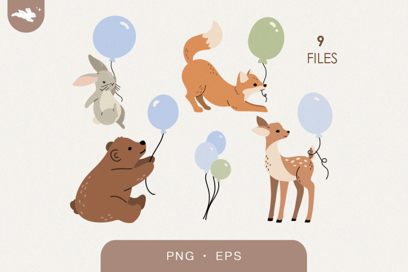 woodland-baby-animals-with-balloons-clipart