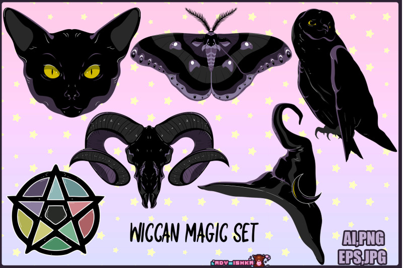 set-with-magic-wiccan-icons
