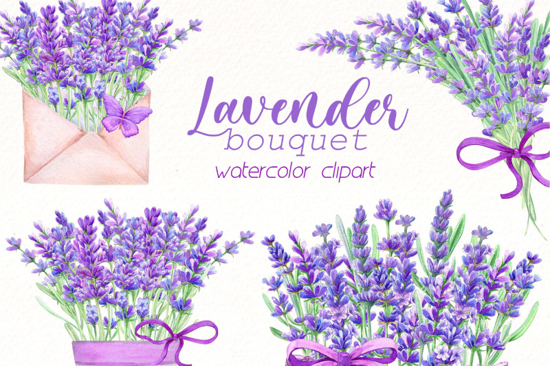 watercolor-lavender-bouquet-clipart-bundle-vintage-flowers-clip-art
