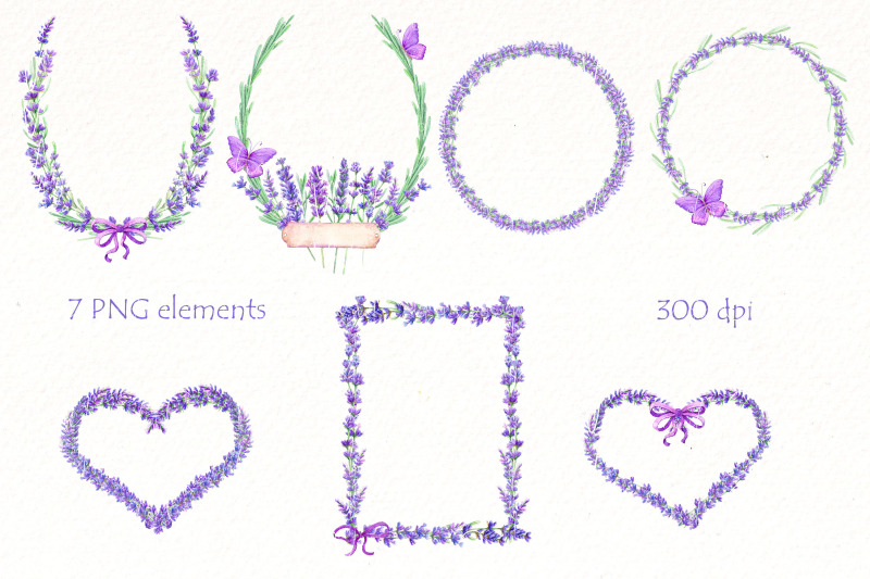 watercolor-lavender-wreath-clipart-bundle-vintage-flowers-frame-png