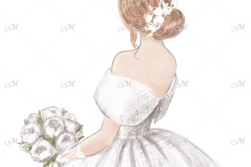bride-with-bouquet-hand-draw-illustration