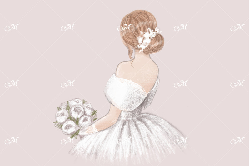 bride-with-bouquet-hand-draw-illustration