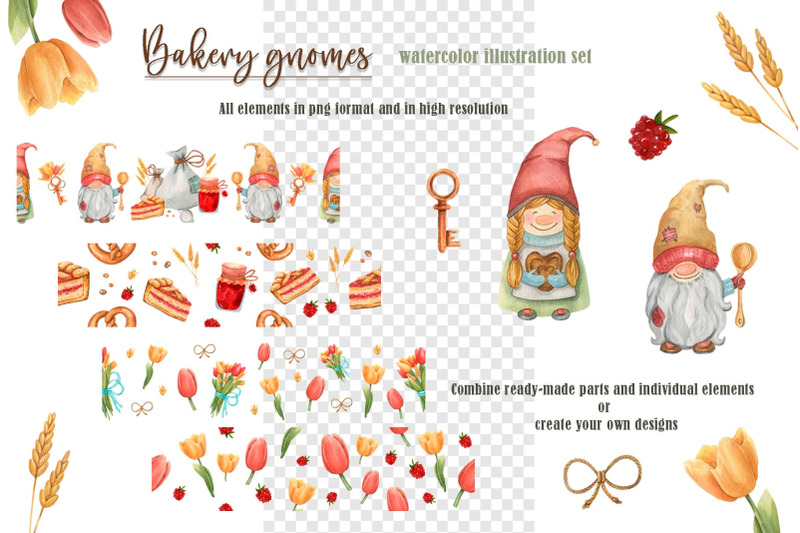 bakery-gnomes-watercolor-illustration-set