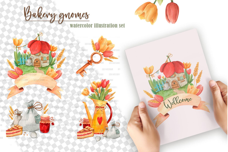 bakery-gnomes-watercolor-illustration-set