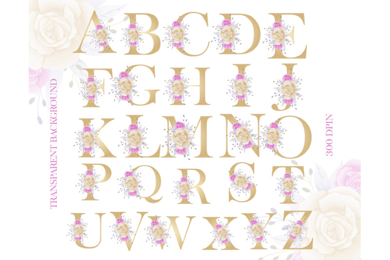 golden-watercolor-floral-alphabet-bundle-set-alphabet-set