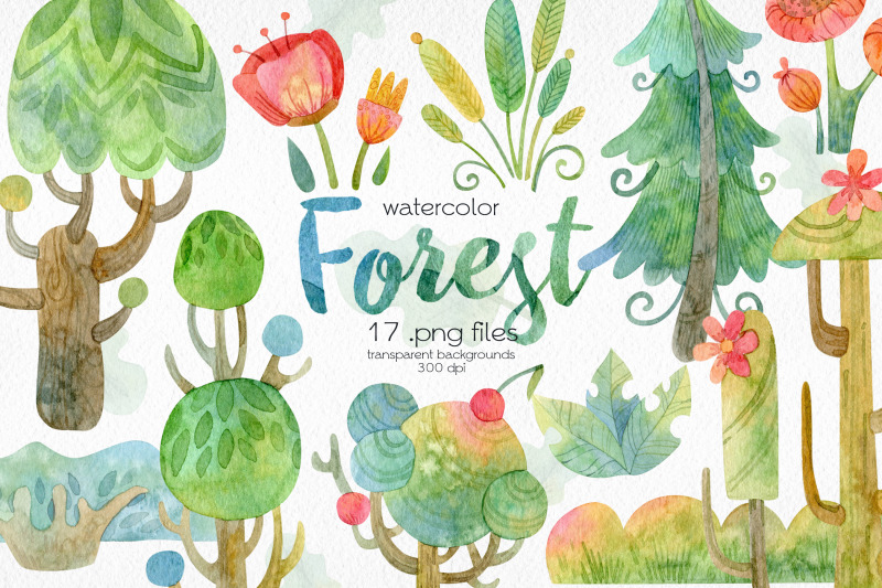 watercolor-trees-clipart-forest-elements